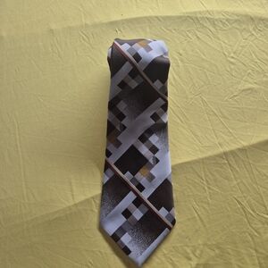 Source Unknown Brown, Gray & Gold Geometric Men's Tie